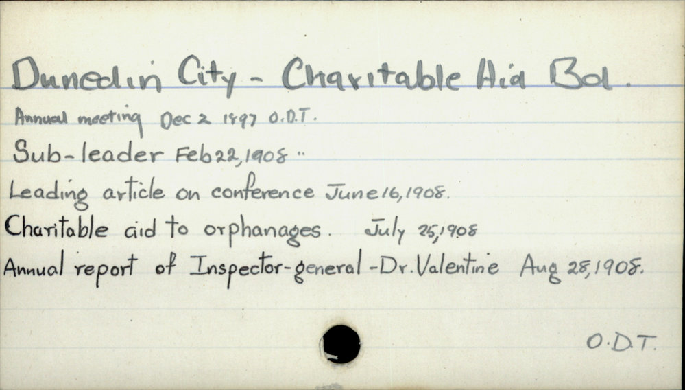 Dunedin City - Charitable Aid Board