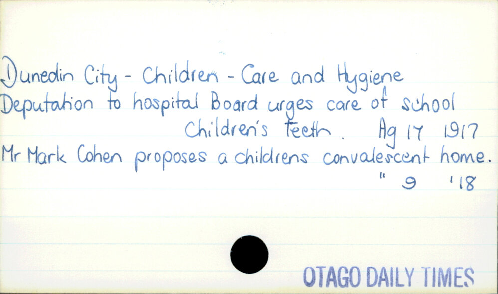 Dunedin City - Children - Care and Hygiene