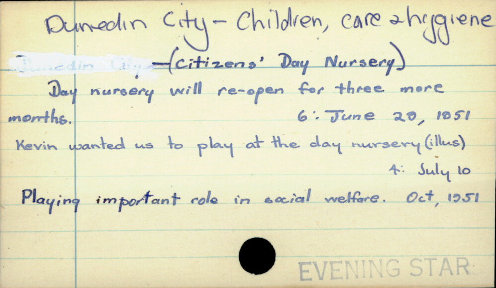 Dunedin City - Children, care &amp; hygiene - (Citizens' Day Nursery)