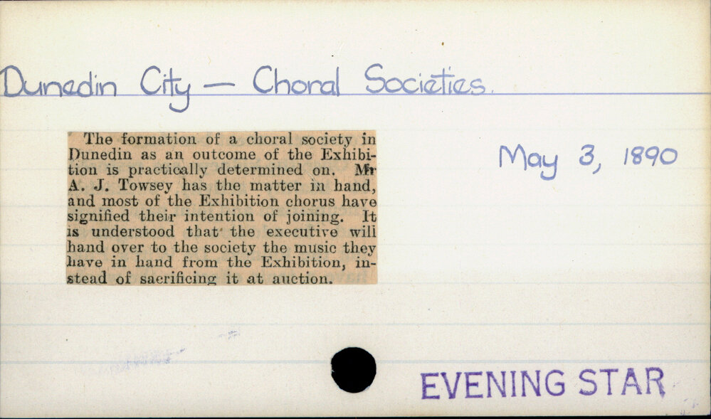 Dunedin City - Choral Societies.