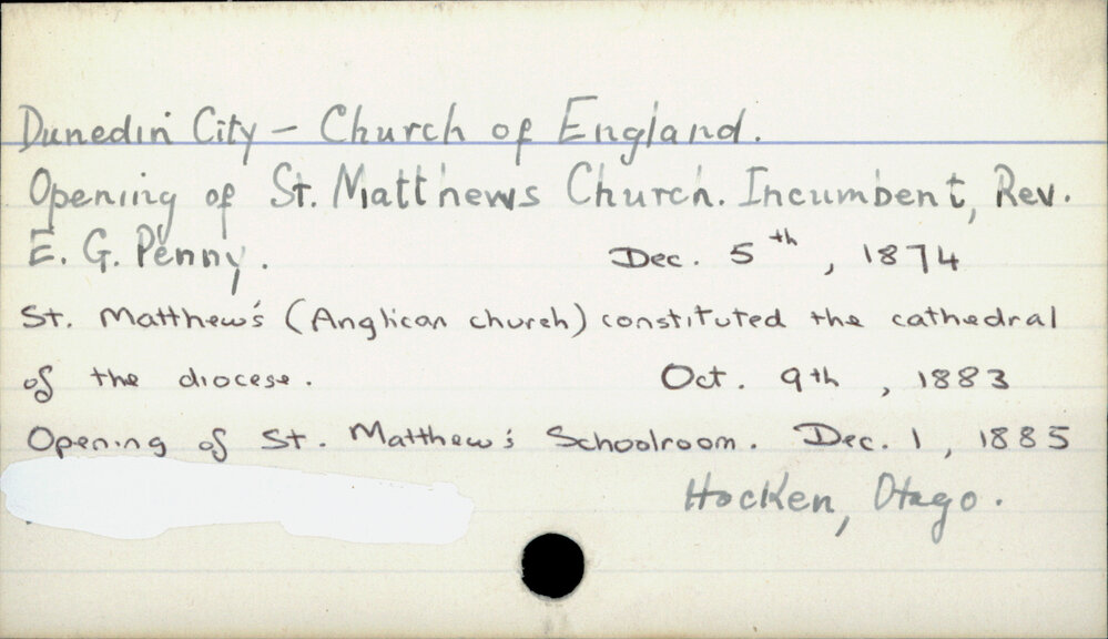 Dunedin City - Church of England.