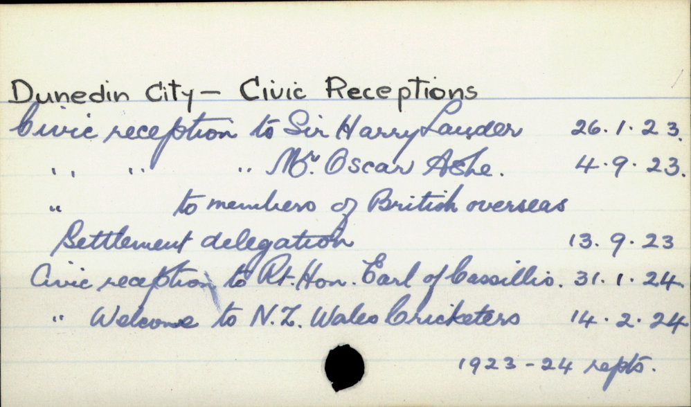 Dunedin City - Civic Receptions