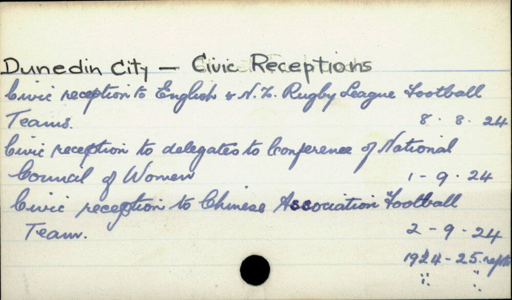 Dunedin City - Civic Receptions