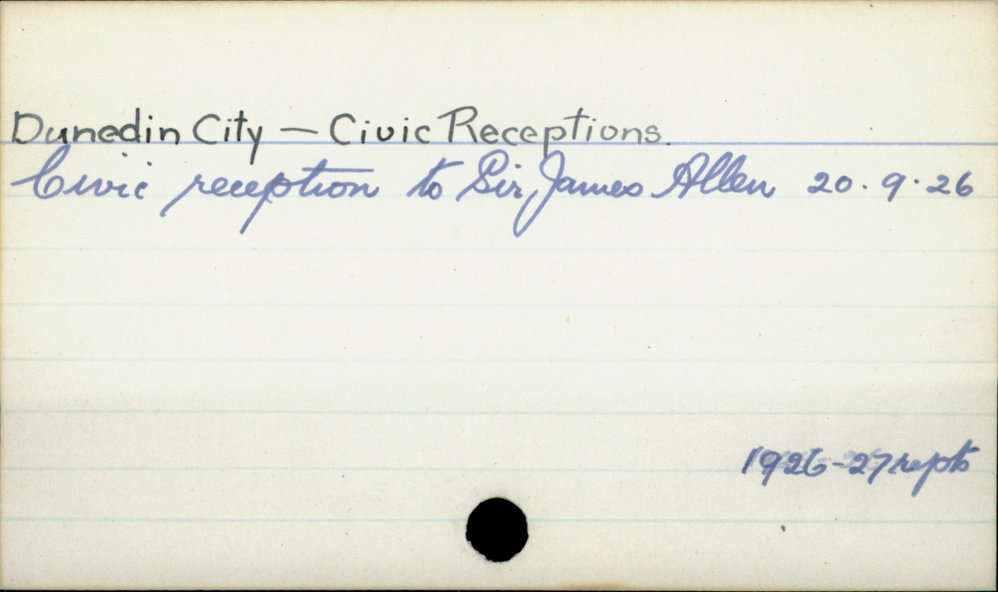 Dunedin City - Civic Receptions