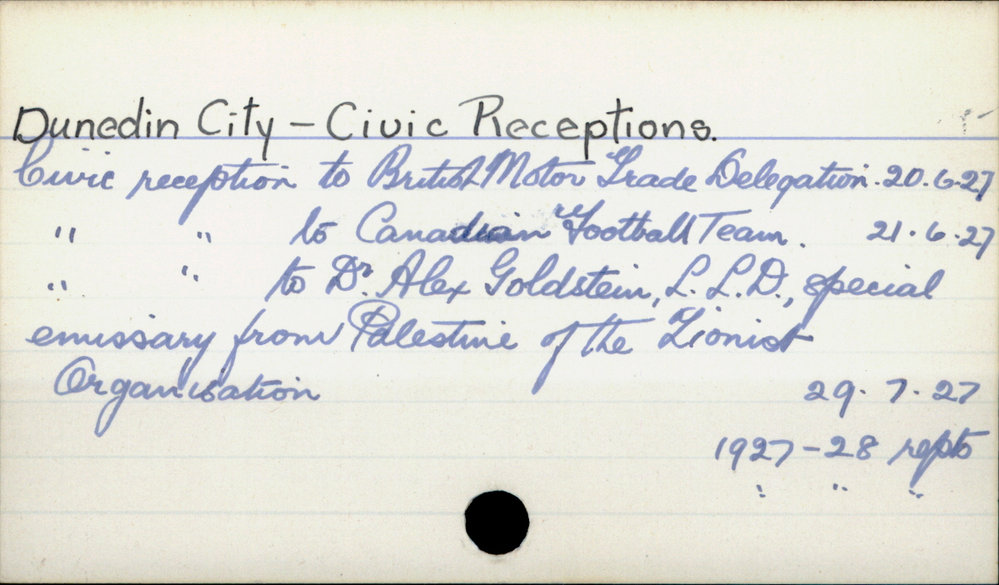Dunedin City - Civic Receptions