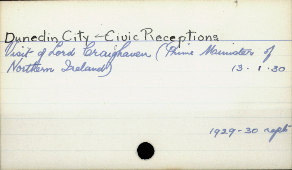 Dunedin City - Civic Receptions.