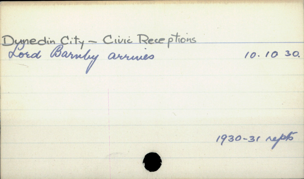 Dunedin City - Civic Receptions