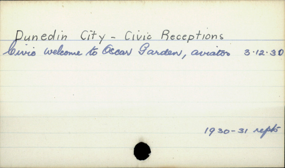 Dunedin City - Civic Receptions