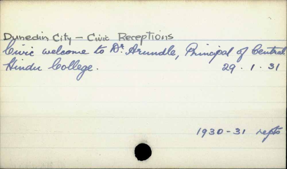 Dunedin City - Civic Receptions