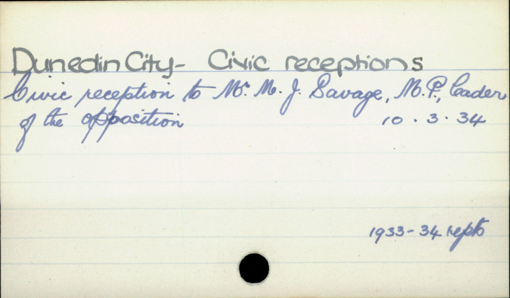 Dunedin City - Civic receptions