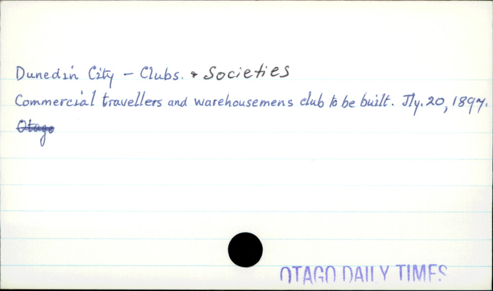 Dunedin City - Club and societies.