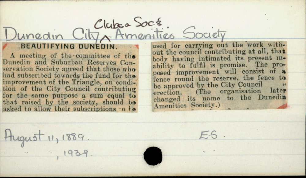 Dunedin City - Clubs and societies - Amenities Society