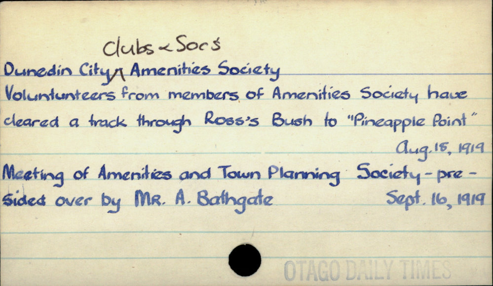 Dunedin City - Clubs and societies - Amenities Society