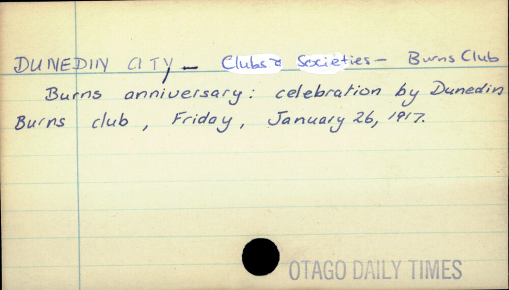 Dunedin City - Clubs and societies - Burns Club