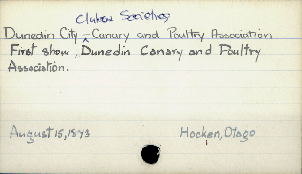 Dunedin City - Clubs and societies - Canary and Poultry Association