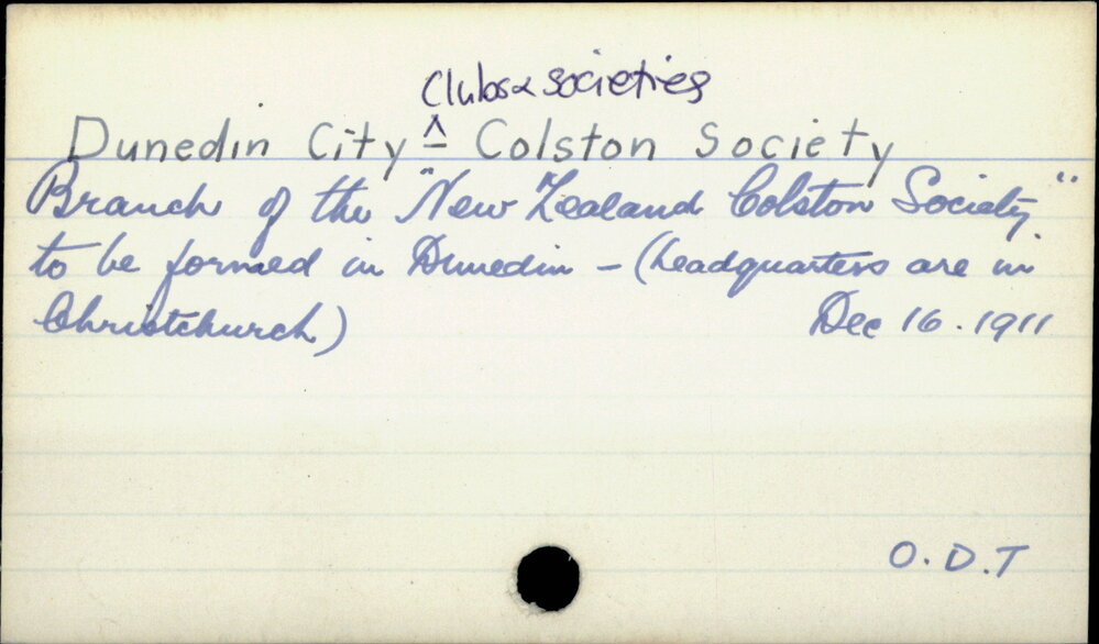 Dunedin City - Clubs and societies - Colston Society