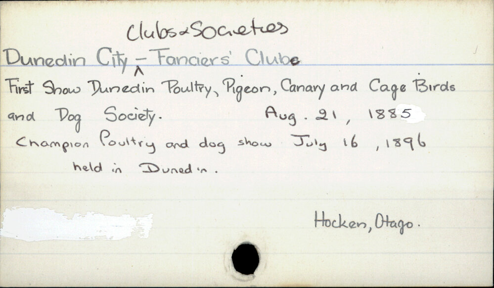 Dunedin City - Clubs &amp; Societies - Fanciers' Clubs