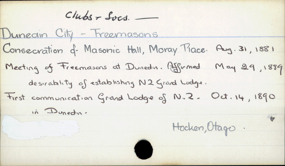 Dunedin City - Clubs &amp; societies - Freemasons