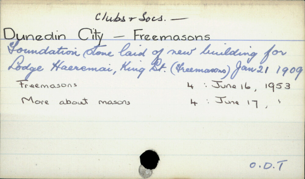 Dunedin City - Clubs and societies - Freemasons