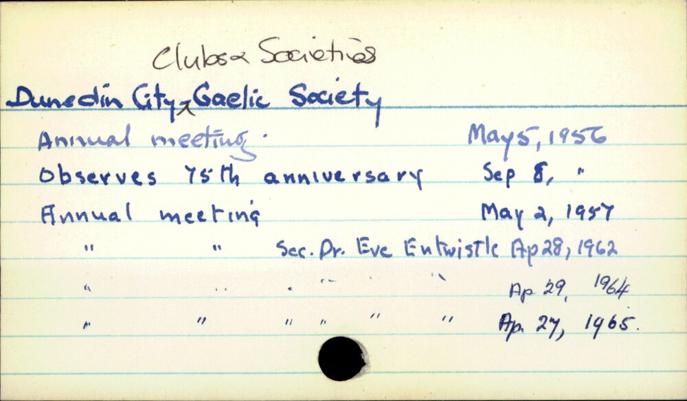 Dunedin City - Clubs and societies - Gaelic Society