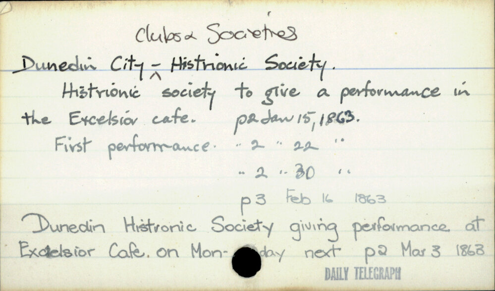 Dunedin City - Clubs and societies - Histrionic Society.