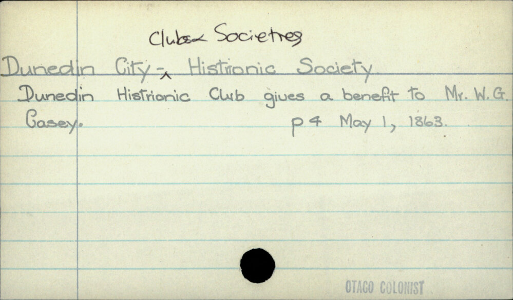 Dunedin City - Clubs &amp; Societies - Histrionic Society