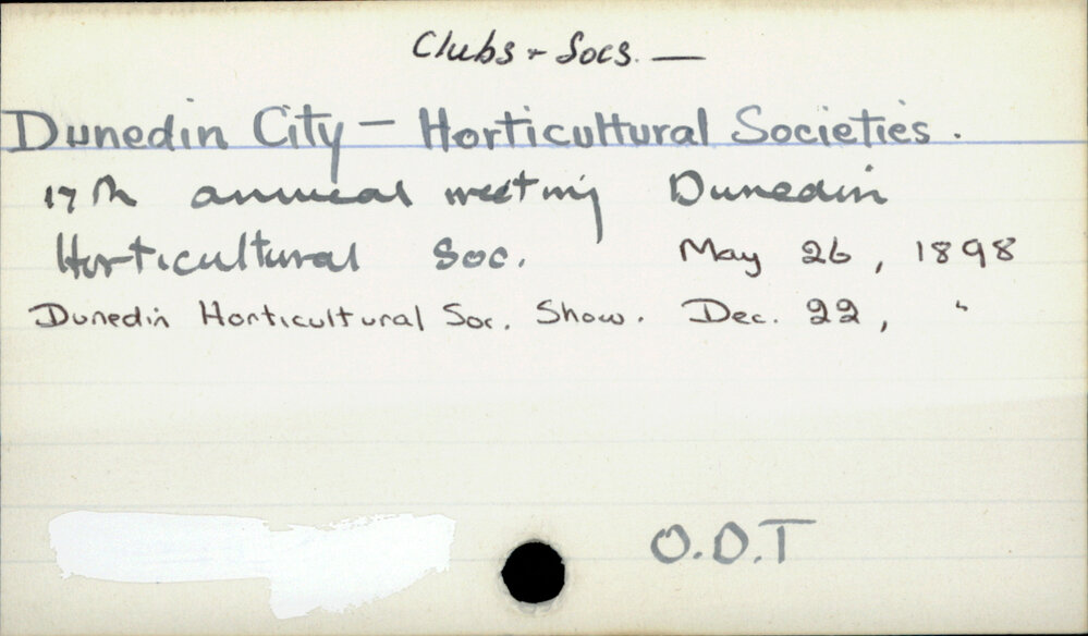 Dunedin City - Clubs and societies - Horticultural Societies
