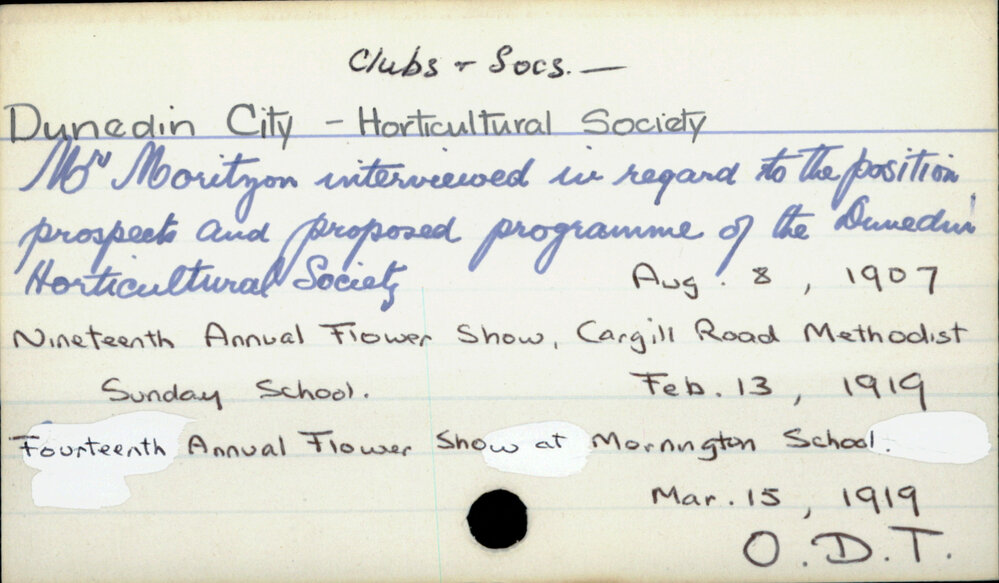 Dunedin City - Clubs and societies - Horticultural Society