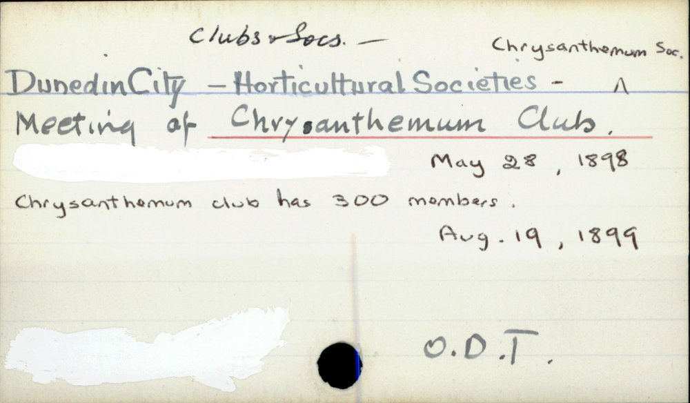 Dunedin City - Clubs and societies - Horticultural Societies - Chrysanthemum Soc.