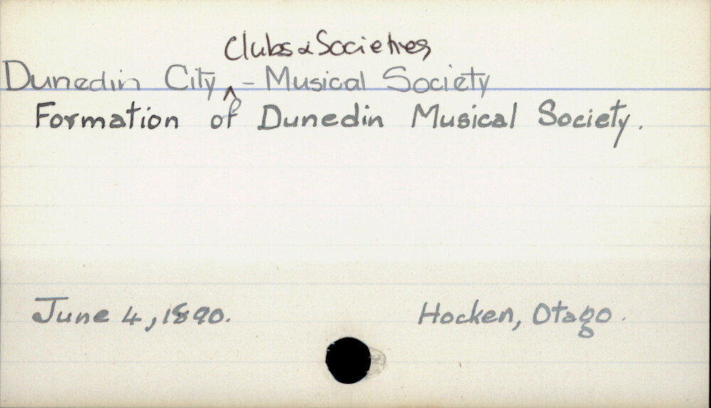 Dunedin City - Clubs and societies - Musical Society