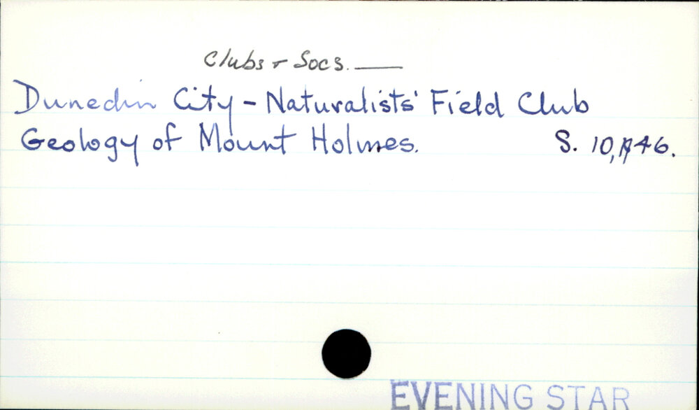 Dunedin City - Clubs and societies - Naturalists' Field Club