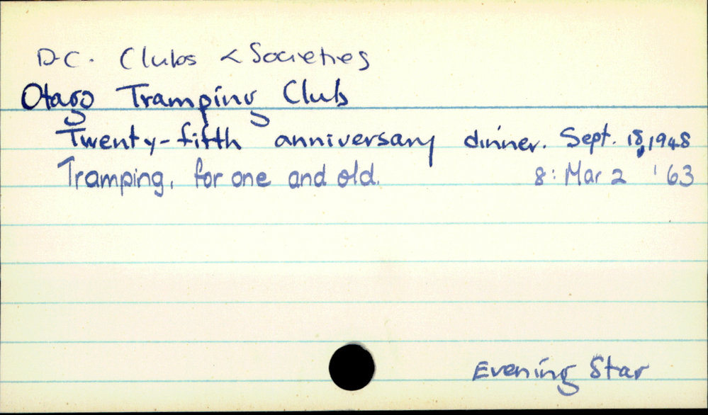 Dunedin City - Clubs and societies - Otago Tramping Club