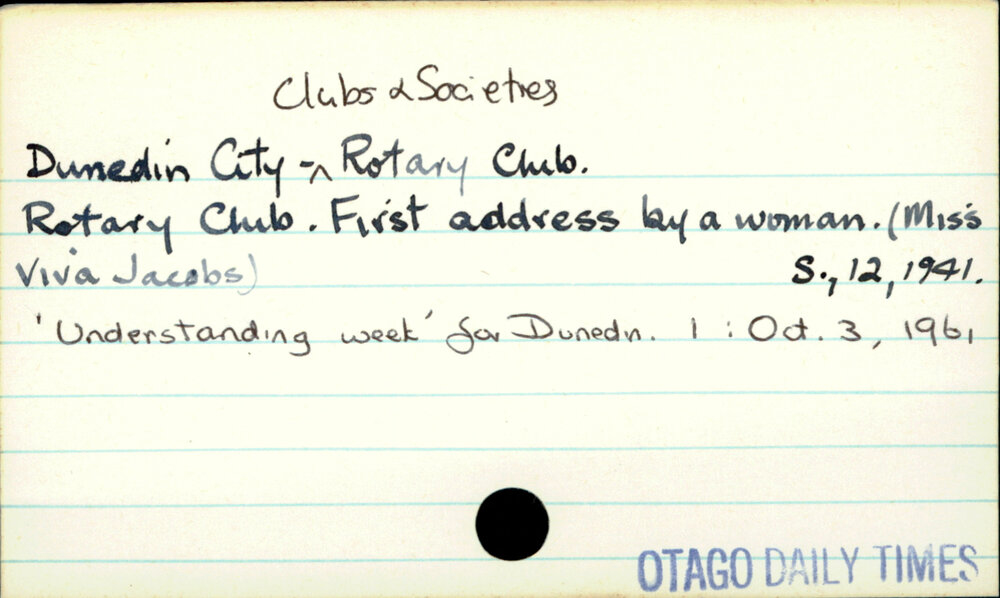 Dunedin City - Clubs and societies - Rotary Club.