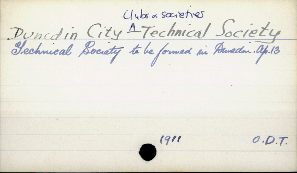 Dunedin City - Clubs and societies - Technical Society