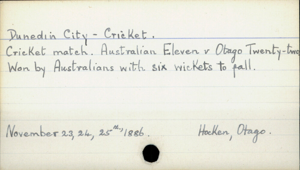 Dunedin City - Cricket. 