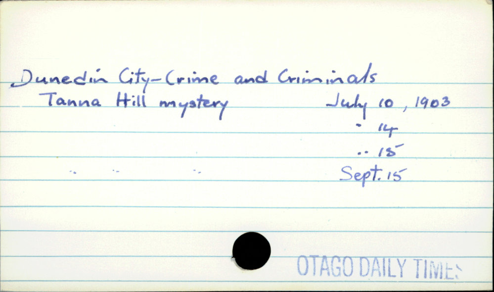 Dunedin City - Crime and Criminals