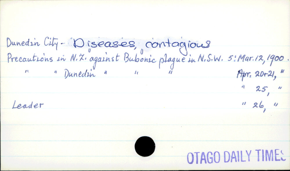 Dunedin City - Diseases, contagious