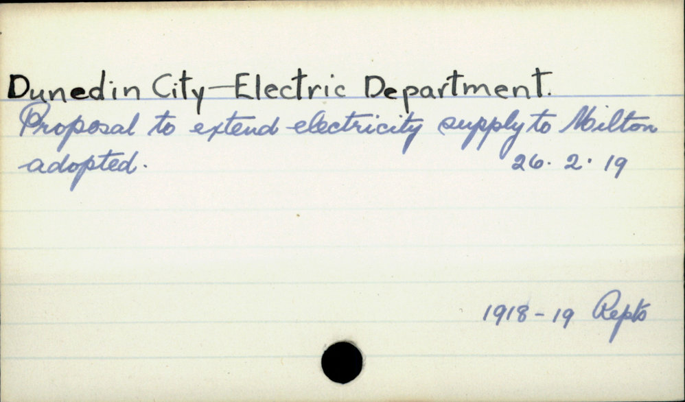Dunedin City - Electricy Department