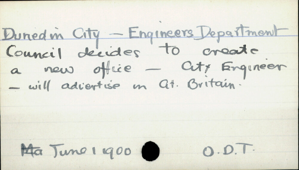 Dunedin City - Engineers Department