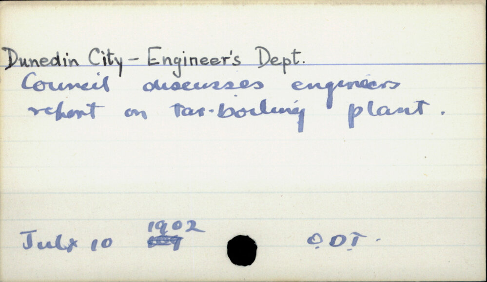 Dunedin City - Engineer's Dept.