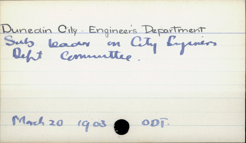 Dunedin City - Engineers' Department