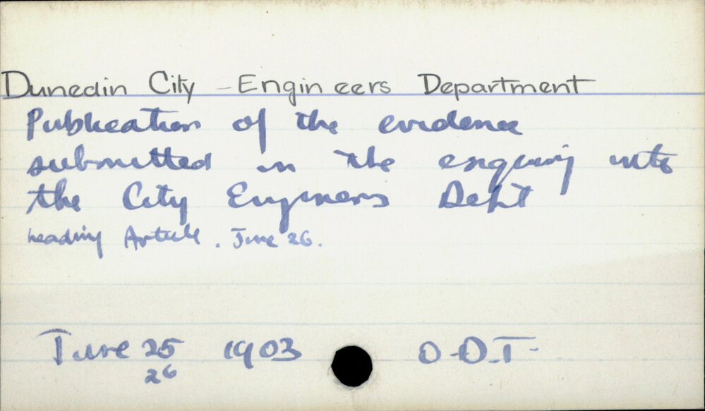 Dunedin City - Engineers Department