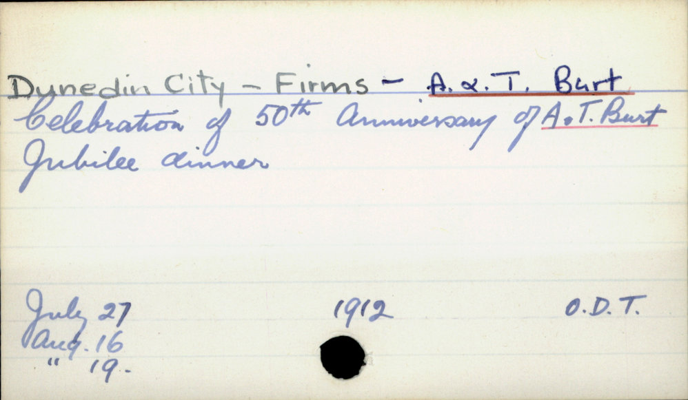 Dunedin City - Firms - A.&amp;. T. Burt