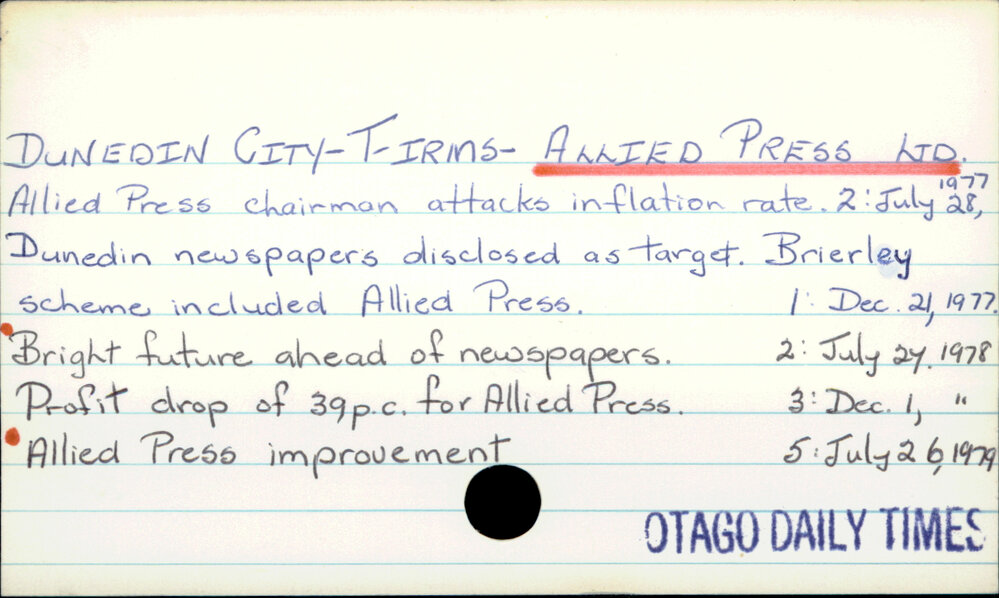 DUNEDIN CITY - FIRMS - ALLIED PRESS LTD.
