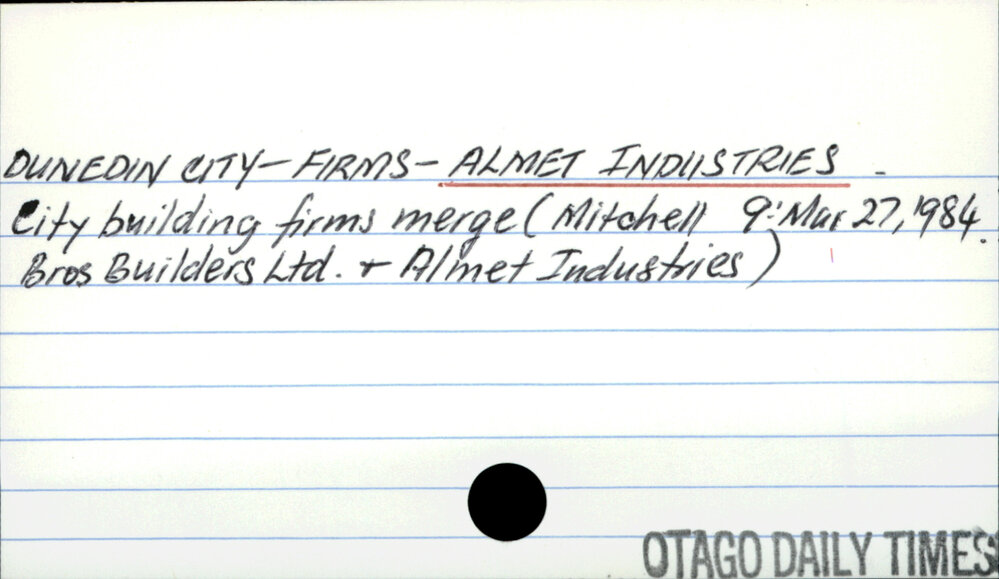 DUNEDIN CITY - FIRMS - ALMET INDUSTRIES