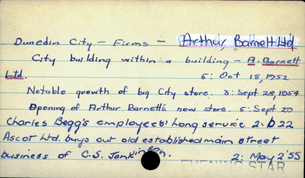 Dunedin City - Firms - Arthur Barnett Ltd