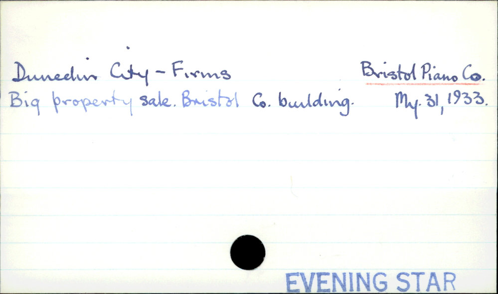 Dunedin City - Firms - Bristol Piano Co.