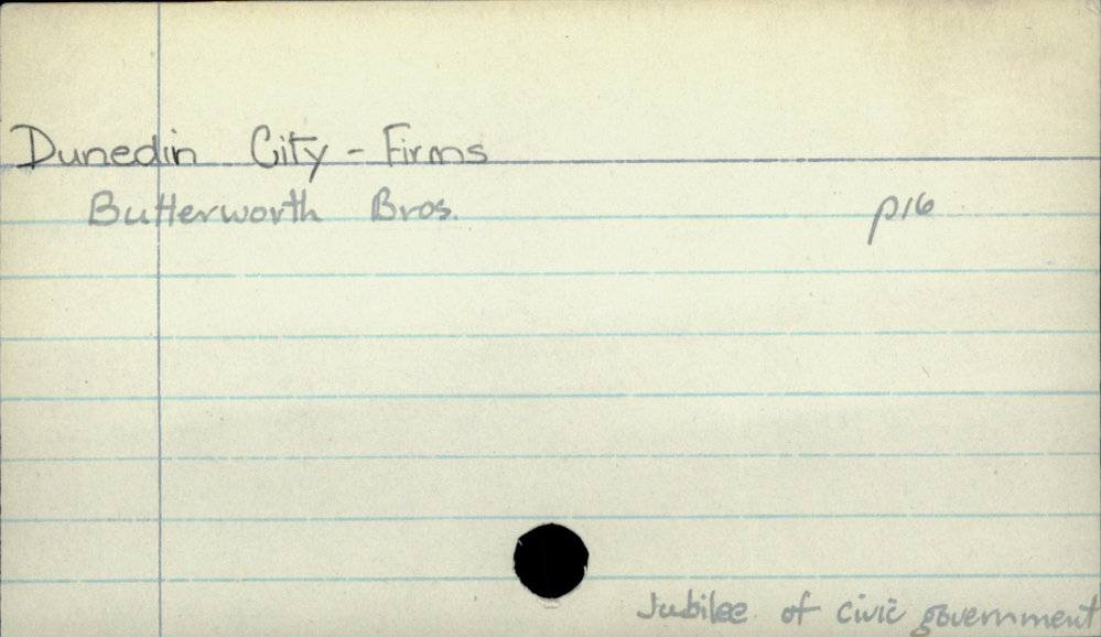 Dunedin City - Firms - Butterworth Bros