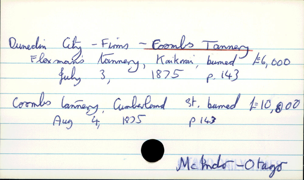 Dunedin City - Firms - Coombs Tannery
