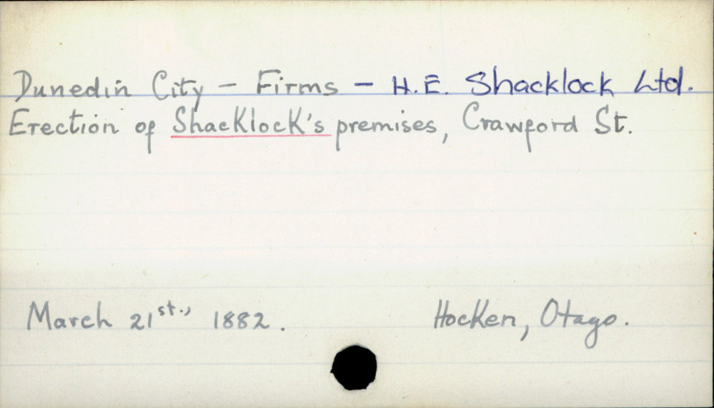 Dunedin City - Firms - H. E. Shacklock Ltd.